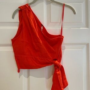 Free people orange one shoulder crop top